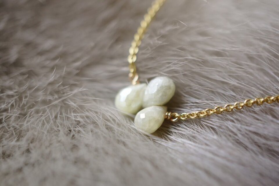 K14GF ミラーホワイト小花シンプルネックレス