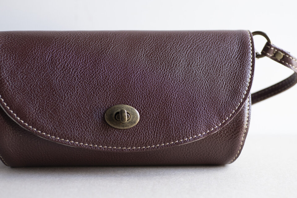 改良版』姫路レザー コロンと丸いショルダーバッグ シュリンクレザー