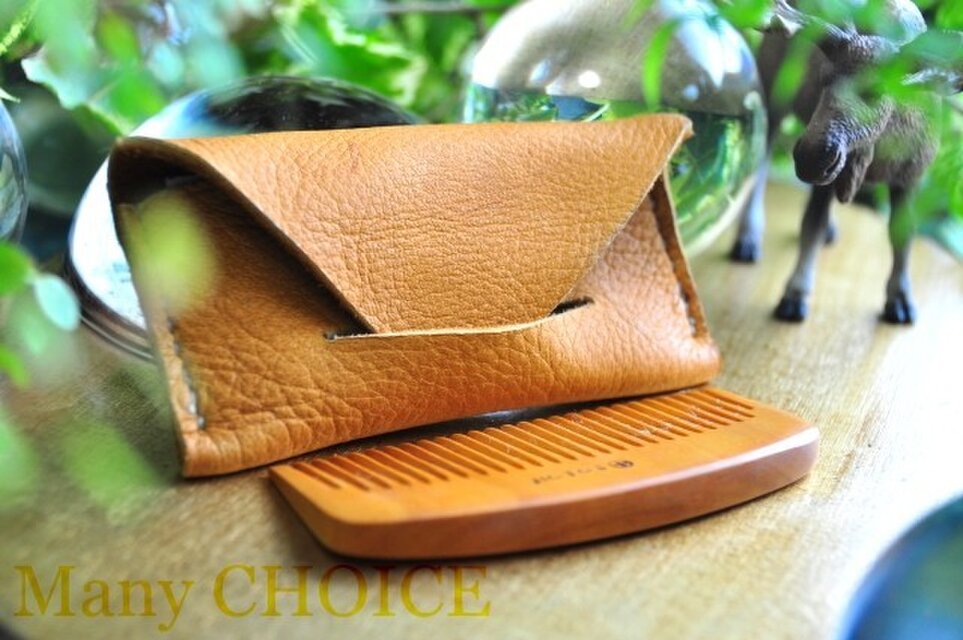 やみつきエルクのつげ櫛ケース（黄茶）