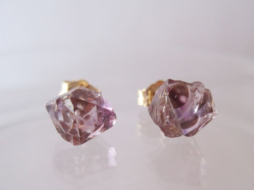 アメジストの原石ピアス・india 14kgf