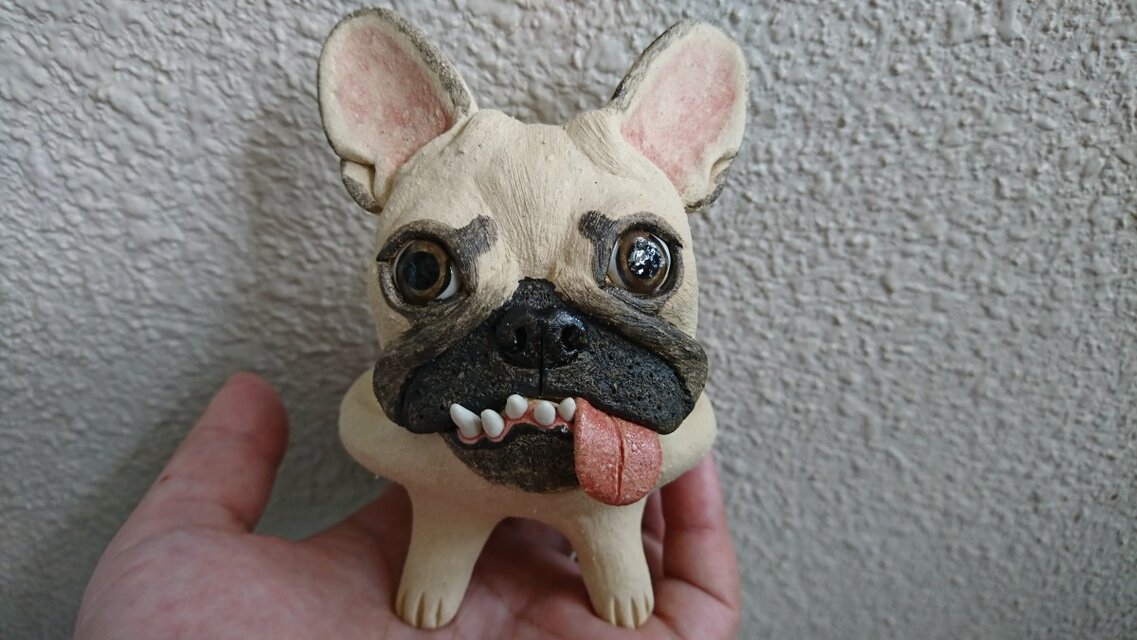 ベロ出し★フレンチブルドッグのお香立て（小物入れ）