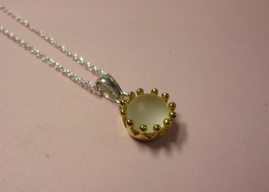 真鍮/SV ミルククラウン 硝子 ペンダント