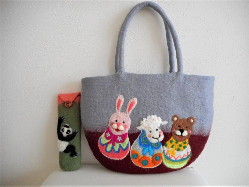 alyse0373様オーダー品　動物マトリョーシカバッグ＆ケース