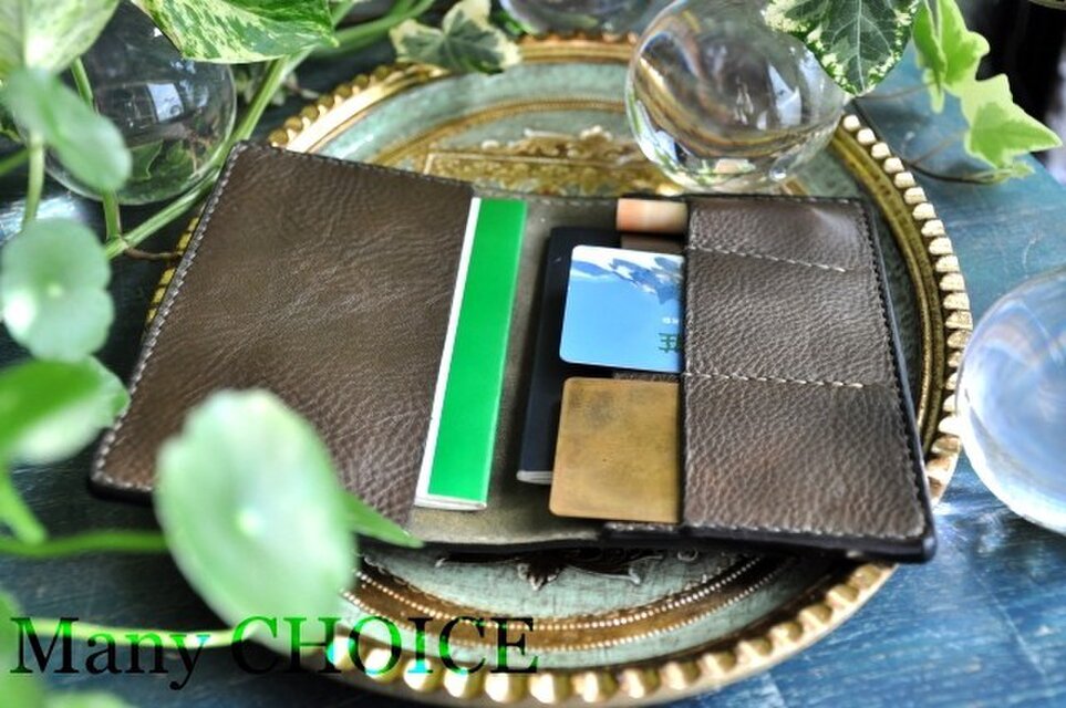 イタリアンオイルレザー・アリゾナ・通帳ケース（オリーブ）