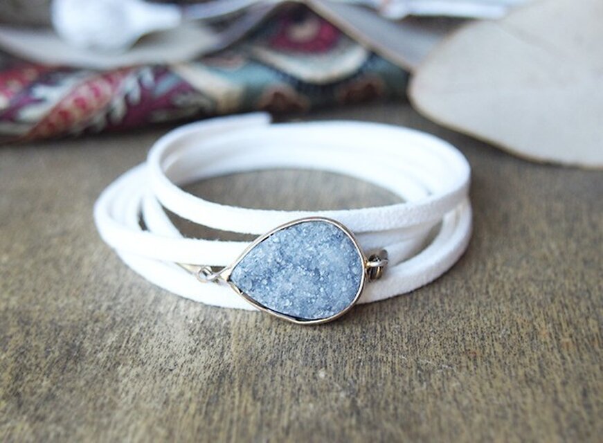 ドゥルージークォーツのレザーブレス[メンズ/ペア/レディース]