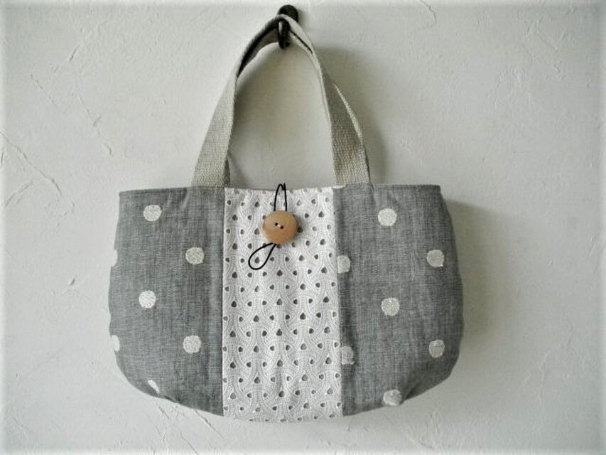 刺繍リネン＆レース　トートバッグ