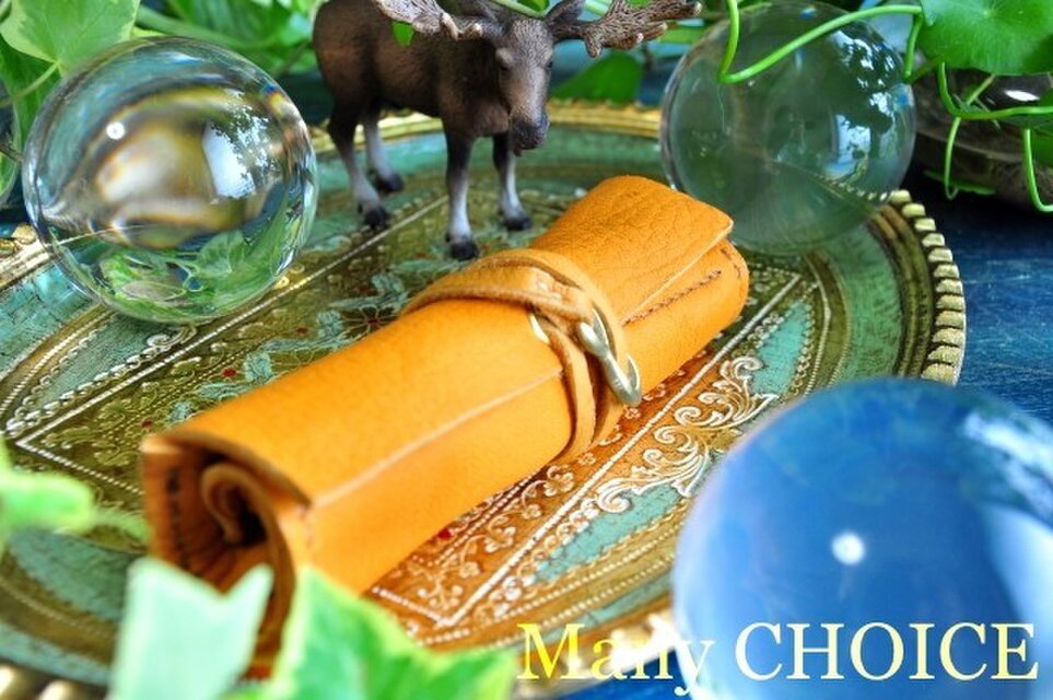 やみつきエルク・ロールペンケース（黄茶）