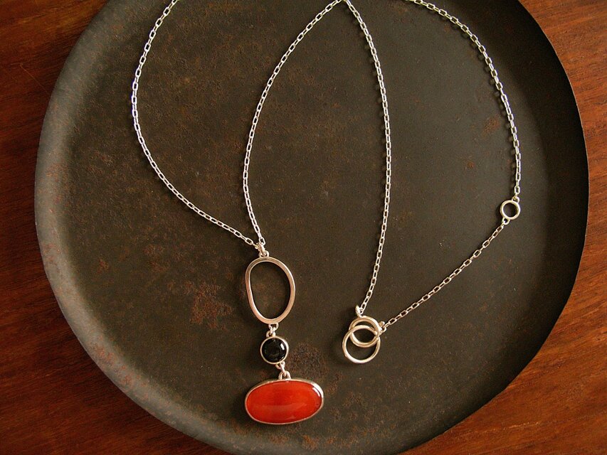 スターダイオプサイト×カーネリアン　ネックレス