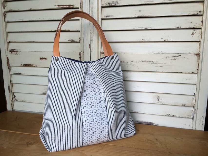 革持ち手 変わりドット トートバッグ