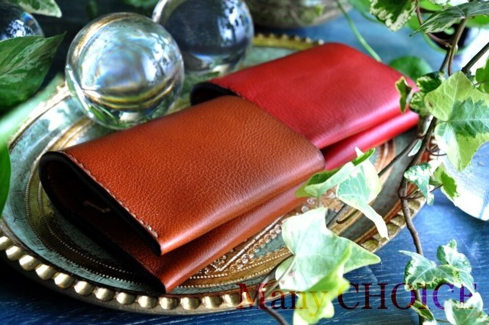 イタリアンオイルレザーアリゾナ・コンパクト2つ折り財布（マルボロ