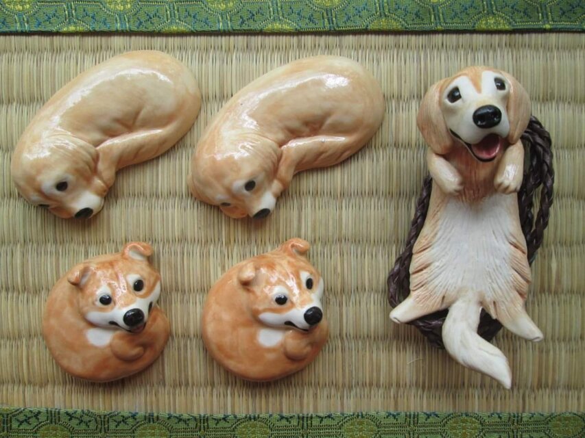 ＊ご予約品＊ゴールデンレトリバーのペンダント・箸置き(２個)&MIX犬箸置き(２個)