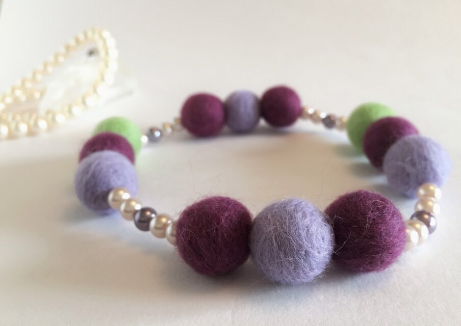 【☆秋色☆既定サイズ32㎝】ふわきらネックレスカジュアル[葡萄.no1] /犬猫・アクセサリー・フェルト