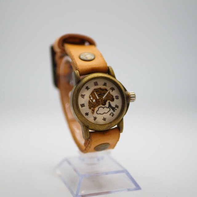 雲と猫の和時計 雲猫