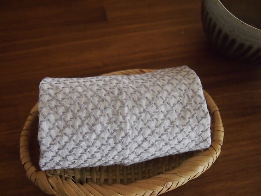 刺し子の花ふきん 籠目