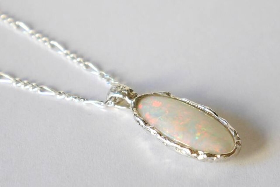 １点物★opal necklace(sv*フィガロ45㎝）オパール★ネックレス★誕生石