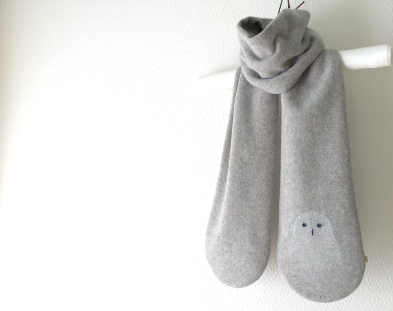 暖かウール 隠れシロフクロウマフラー 　