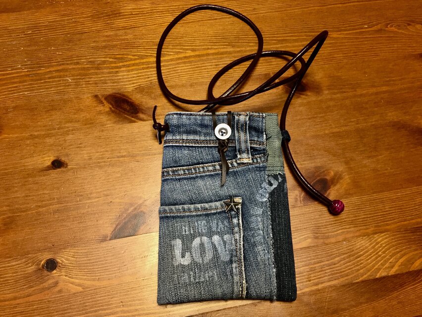 初登場☆デニム&倉敷８号帆布 本革紐サコッシュ 縦長basic＃０１