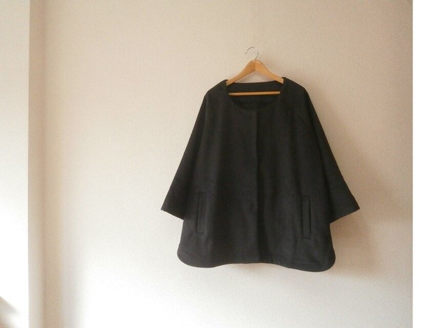 ★en-enシャギーウールジャケット ・濃いグレー（裏地付き）16115