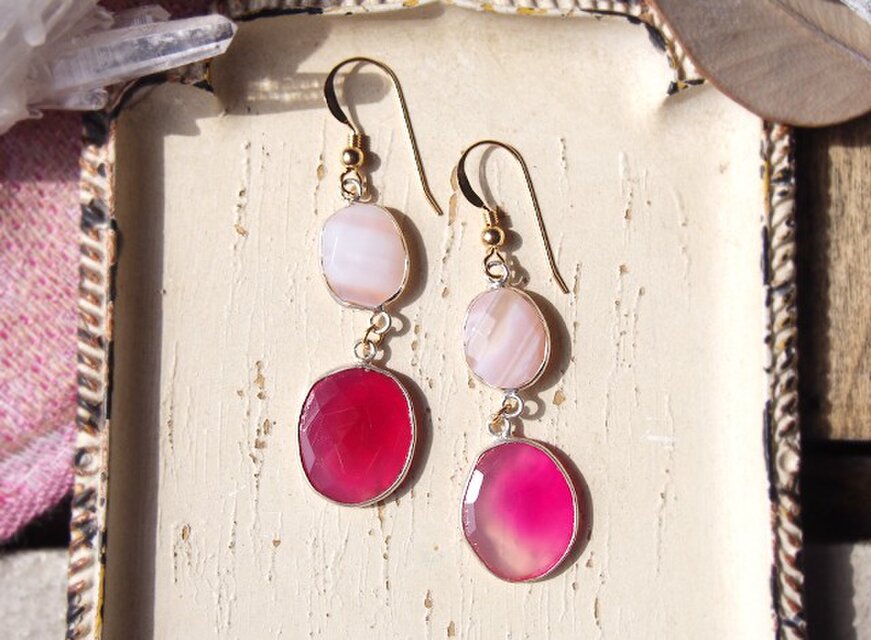 ピンクアゲートのピアス