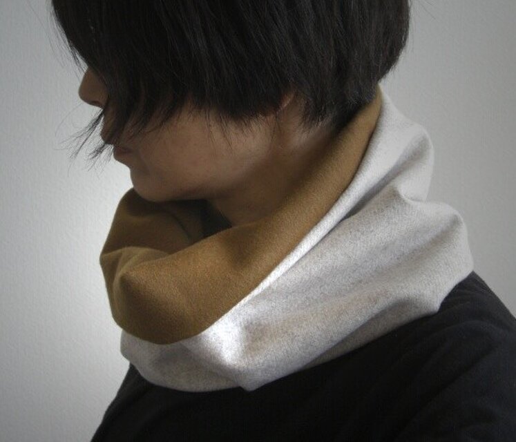 ネックウォーマー　ナチュラル＋キャメル 　送料無料