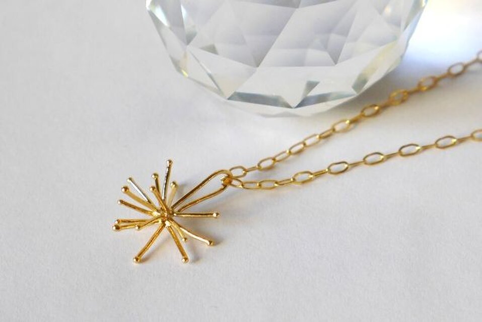 再販★Sparkler　necklace(sv*K22GP*K14gf*40㎝）★線香花火★シルバー★クリスマス★雪の結晶★