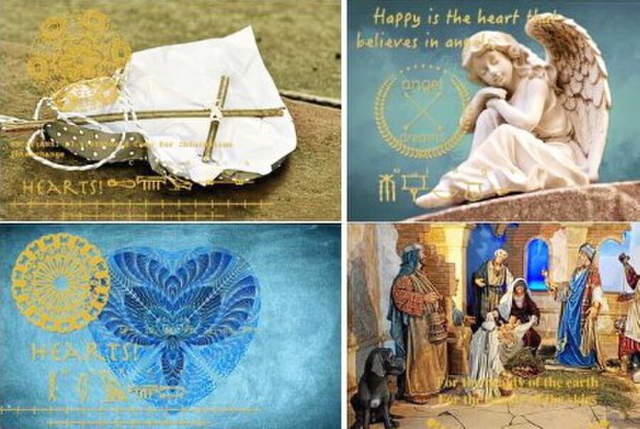 金箔ヒエログリフ「天使マリア紋章B」厚盛メッセージカード 5枚セット GLICA