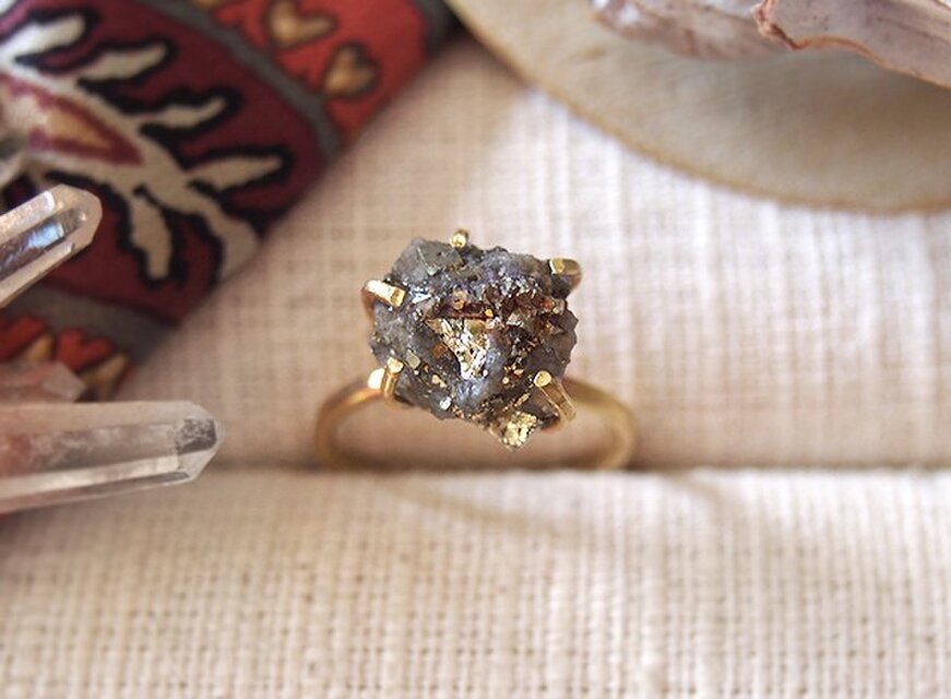 [一点物]原石のパイライトのリング