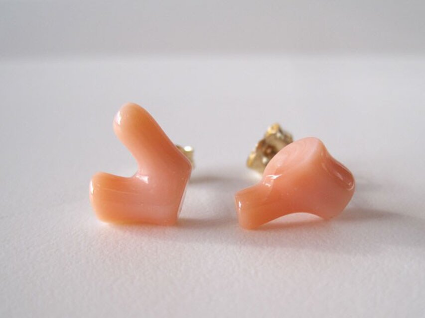 天然珊瑚のピアス/Hawaii coral 14KGF