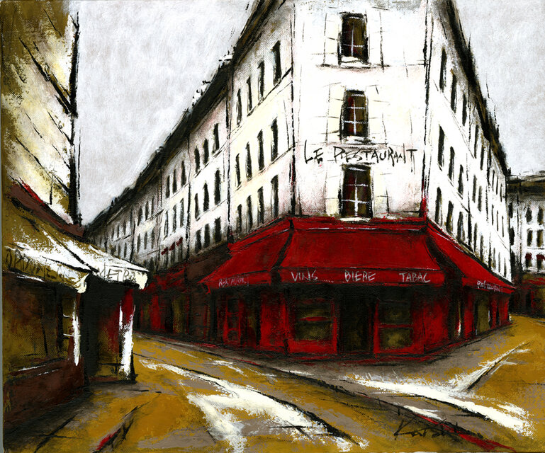 油絵パリの風景 - 絵画/タペストリ