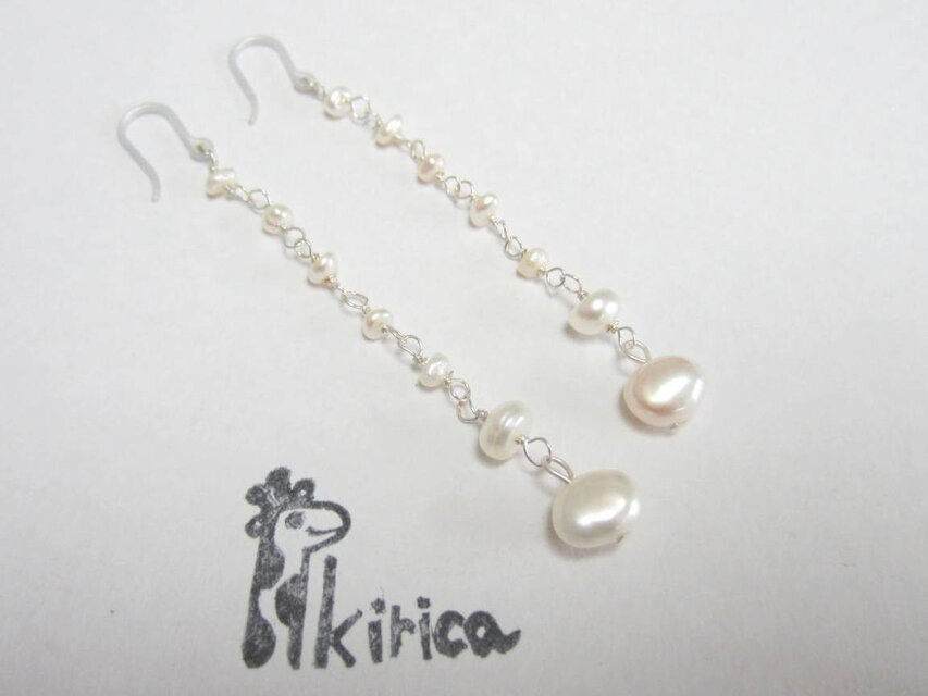 淡水パールのロングチェーンピアス