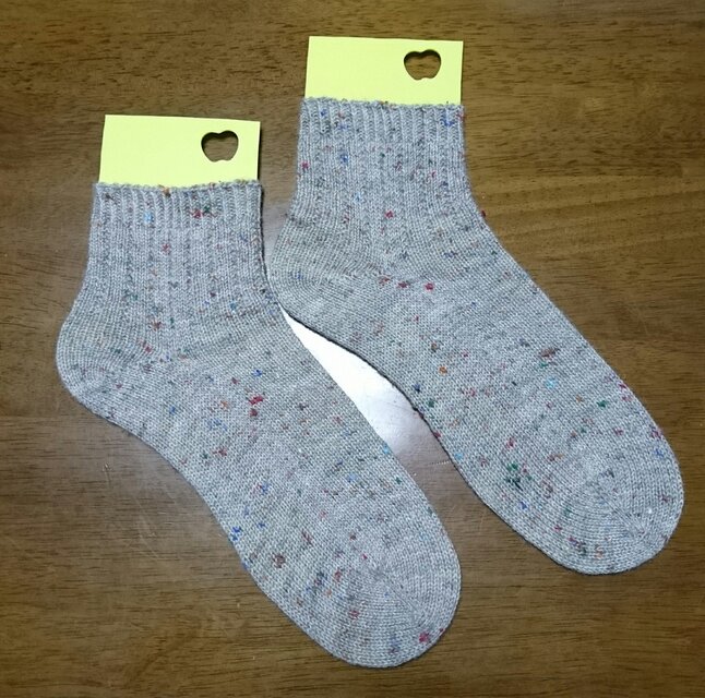 手編み靴下 REGIA Tweed ライトグレー