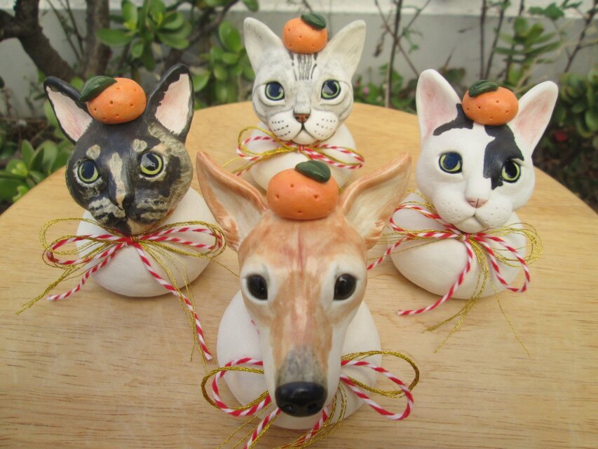 ＊ご予約品＊鏡餅・MIX犬・アメショー・サビ猫・白黒