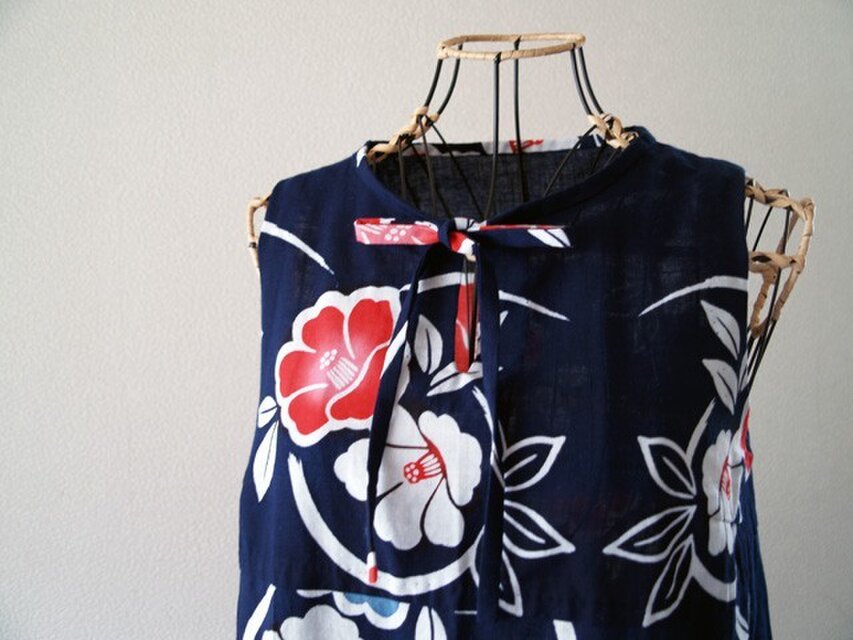 浴衣リメイク：椿のワンピース