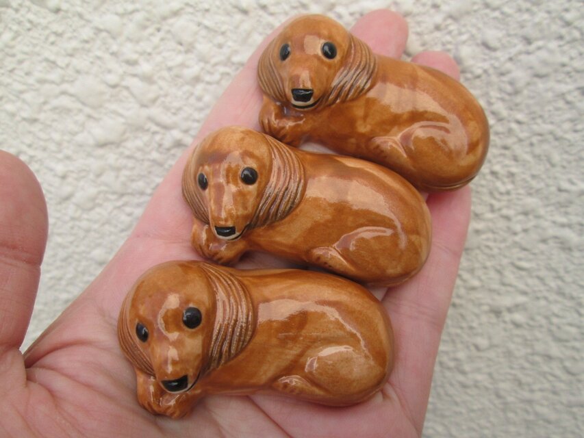 箸置き 馬 犬 ダックスフンド ヴィンテージ 3点 インテリア 置物 ご予約品＊ダックスフンド・ヨーキーの置物&箸置き | iichi 日々の