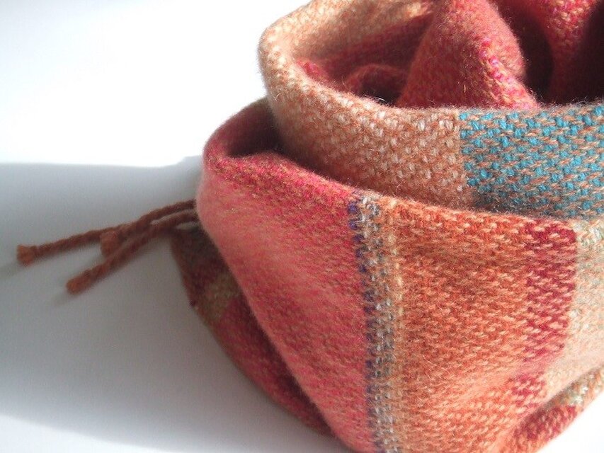 手織りカシミアマフラー・・エスニック