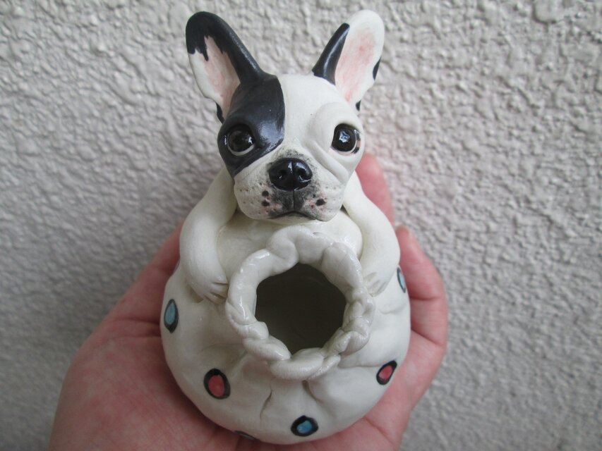 ＊ご予約品＊フレンチブルドッグの花瓶（パイド）
