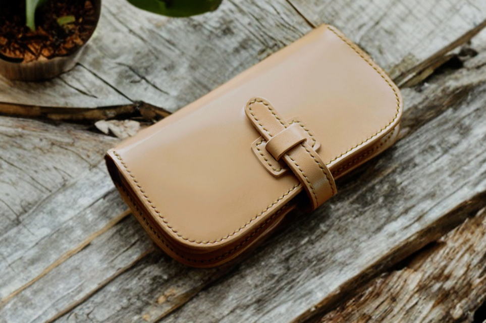 本革サドルレザーの谷型長財布【受注製作】