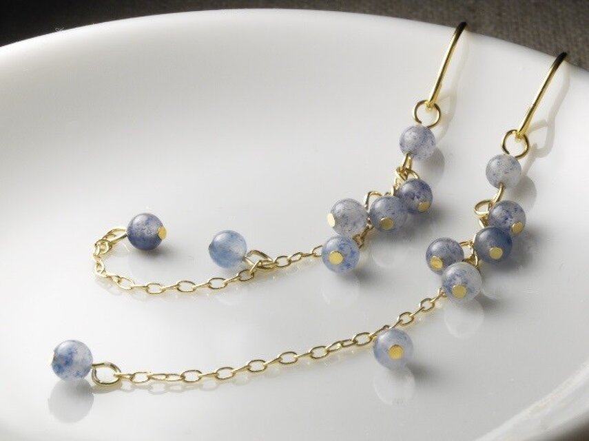 ブルーアベンチュリンのロングピアス