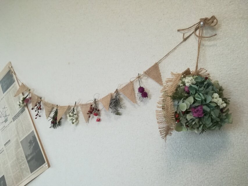 [送料無料]あじさいのボールリースとガーランド