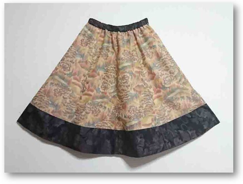 148　大島紬着物リメイクギャザーフレアスカート