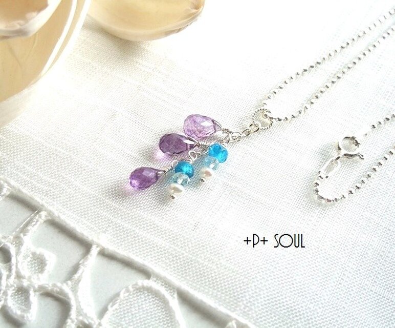 silver925 seaアメジストネックレス【AT-190N】