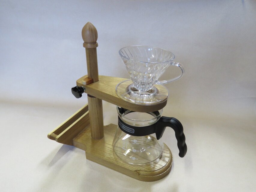 ドリツプスタンド　キハダ 高さ調整　フィルターホルダー付き