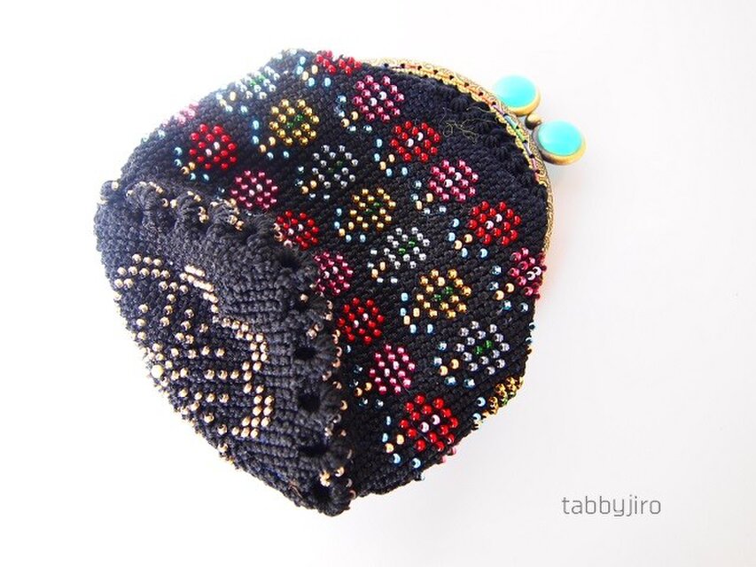 ビーズ編みがま口-アラベスク