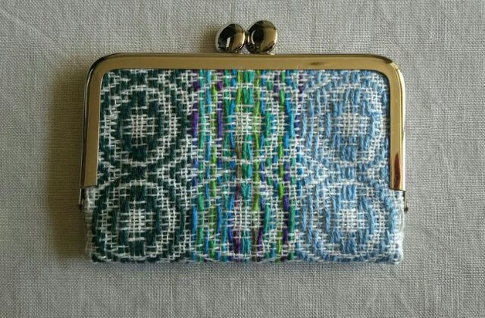 手織りカードケースⅢ　ブルーグリーン