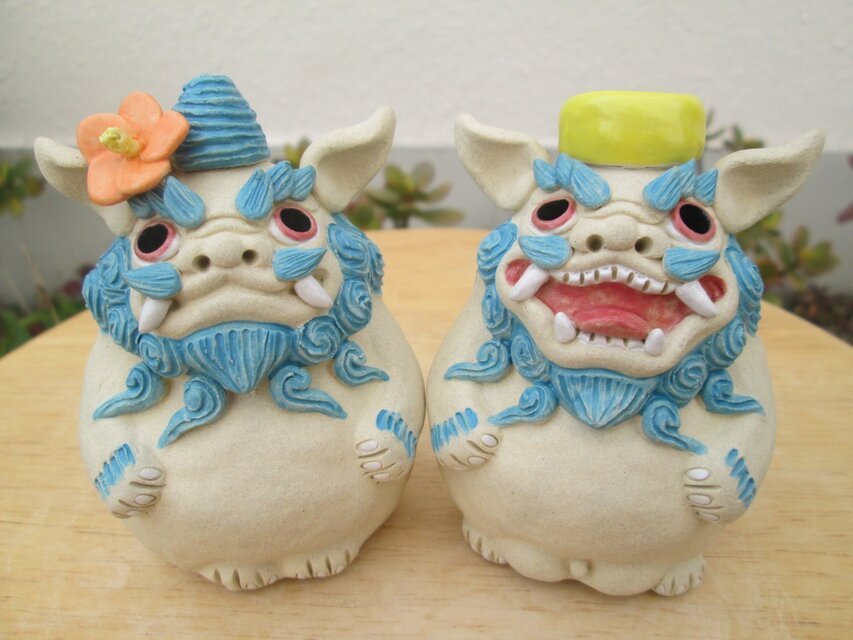 婚礼★ぽっちゃりシーサー(水色)