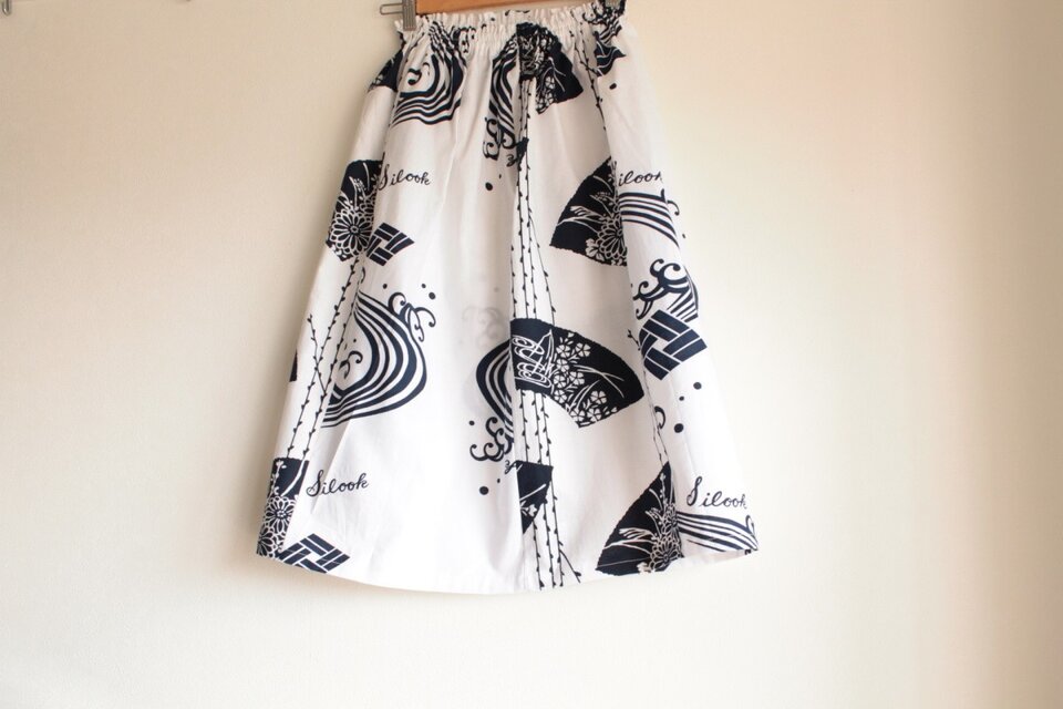 ☆浴衣スカート☆　扇子＆silook柄♪