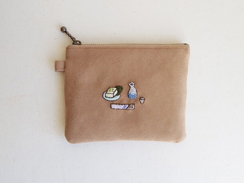 ティッシュケース付き小物ポーチ　 晩酌ver