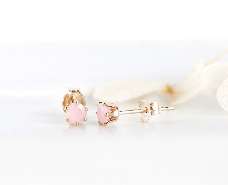 桜色*14kgfピンクオパールスタッドピアス+パールキャッチ