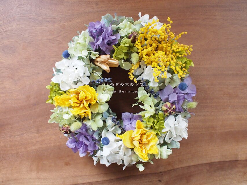 チューリップとミモザのイエローリース