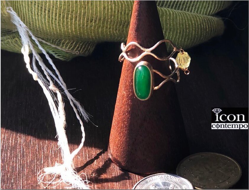 K14YG 翡翠 リング 未処理天然色 本翡翠 ミャンマー産 簡易メモ付